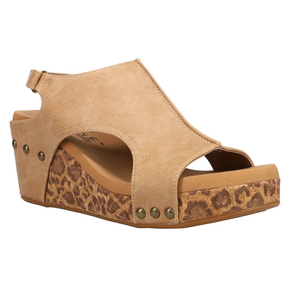 Carley Leopard Studded Slingback Wedge Sandals