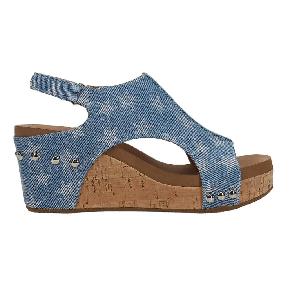 Carley Patriotic Studded Slingback Wedge Sandals