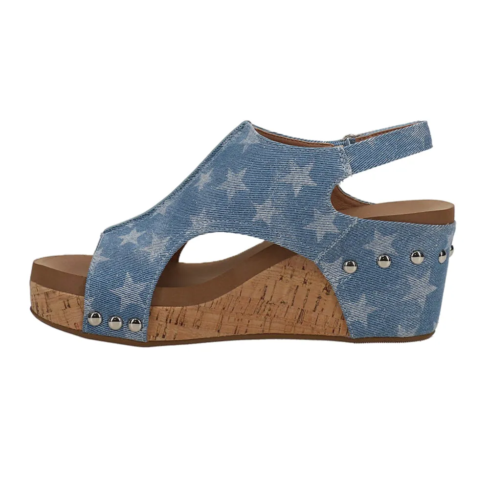 Carley Patriotic Studded Slingback Wedge Sandals