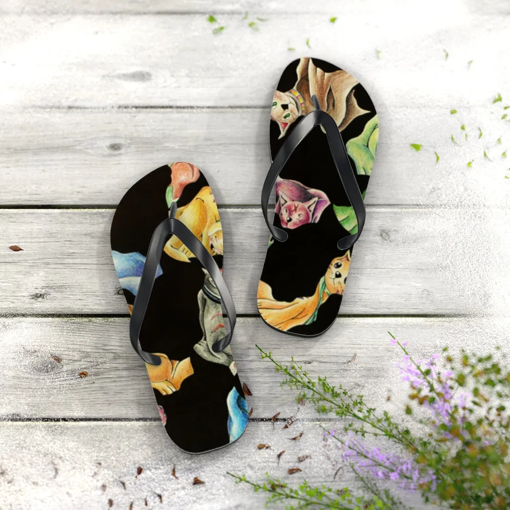 Cat Pattern Flip Flops