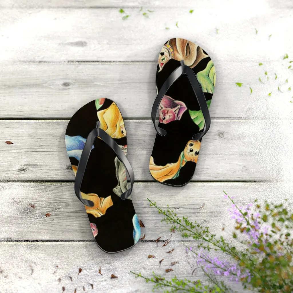 Cat Pattern Flip Flops