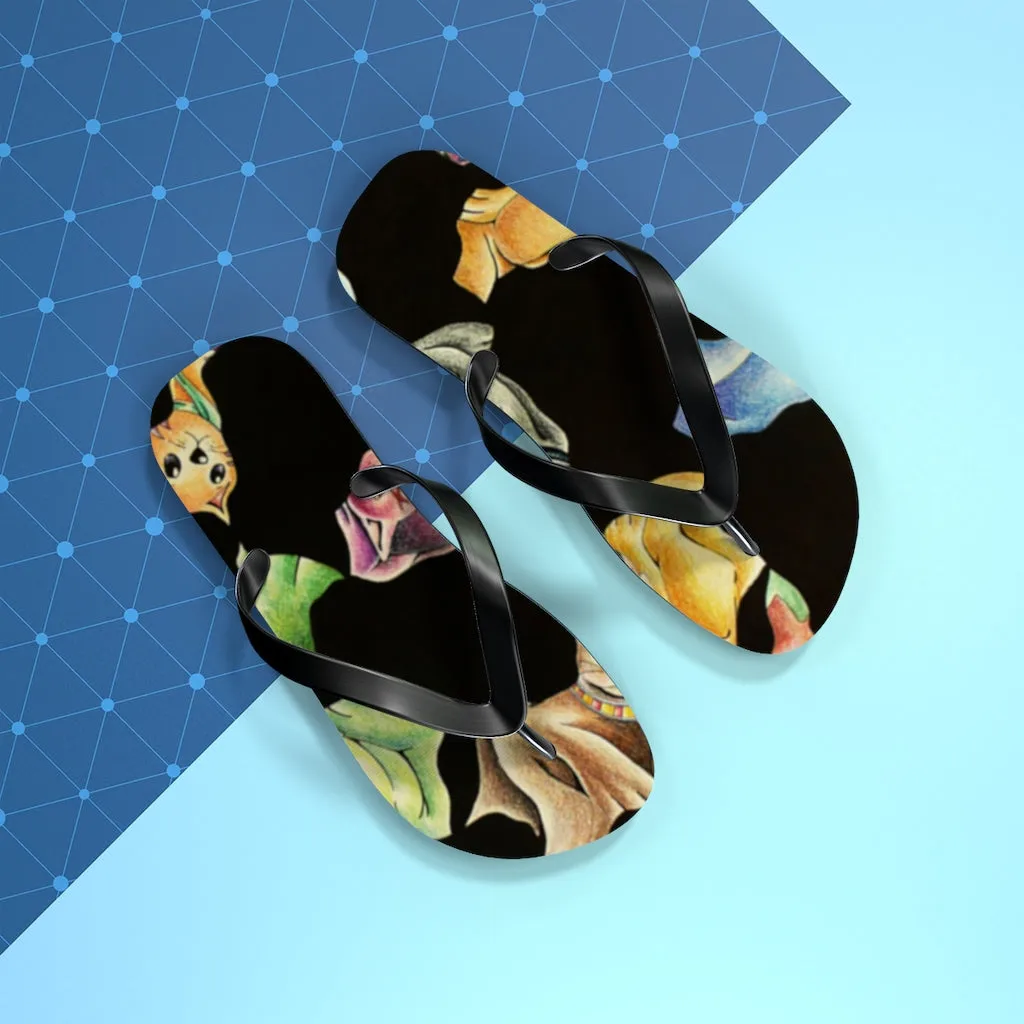 Cat Pattern Flip Flops