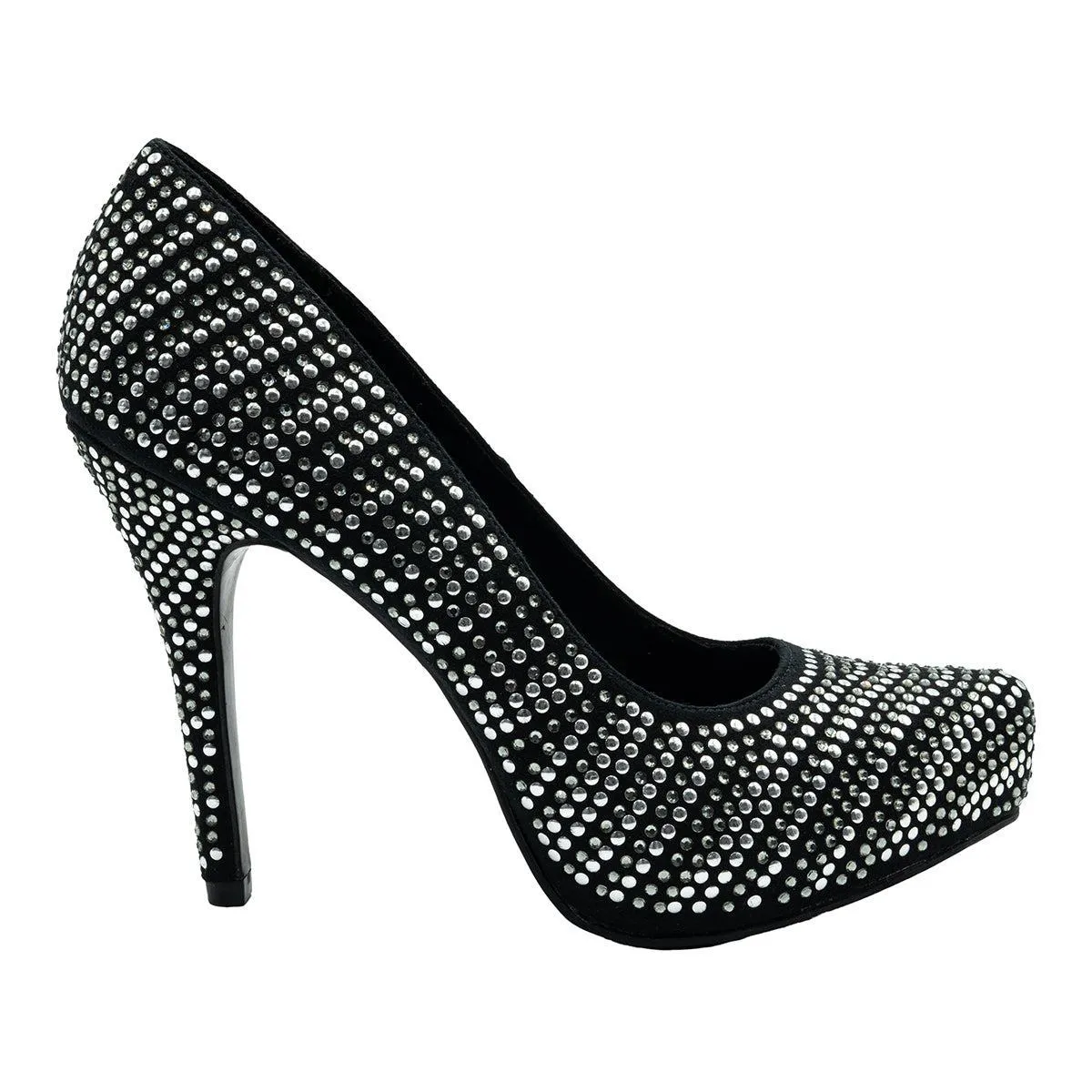 Catwalk Stud Pump High-Heel Shoes Fabric Black Colour For Women