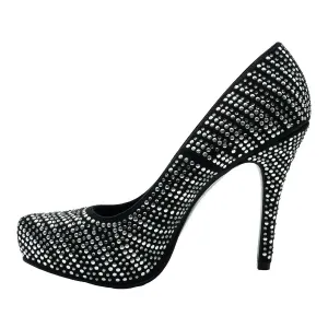 Catwalk Stud Pump High-Heel Shoes Fabric Black Colour For Women