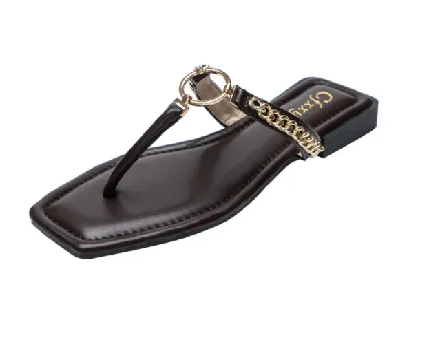 Chain Round Buckle Flip Flops