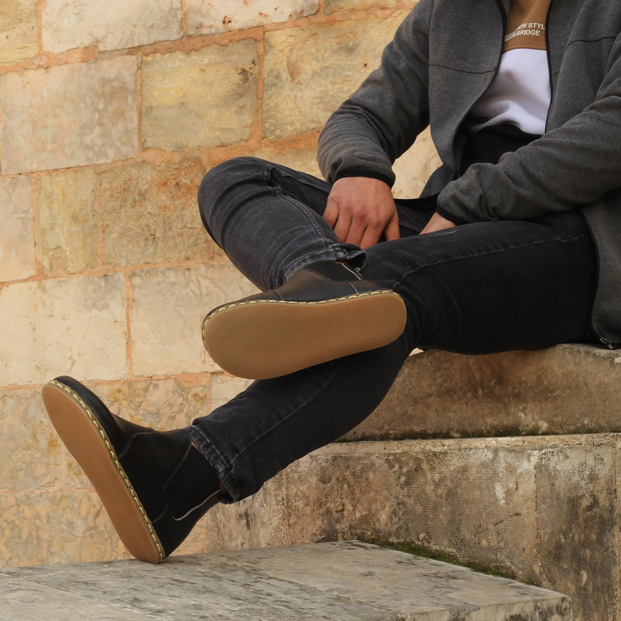 Chelsea Barefoot Boots Black Handmade Men's