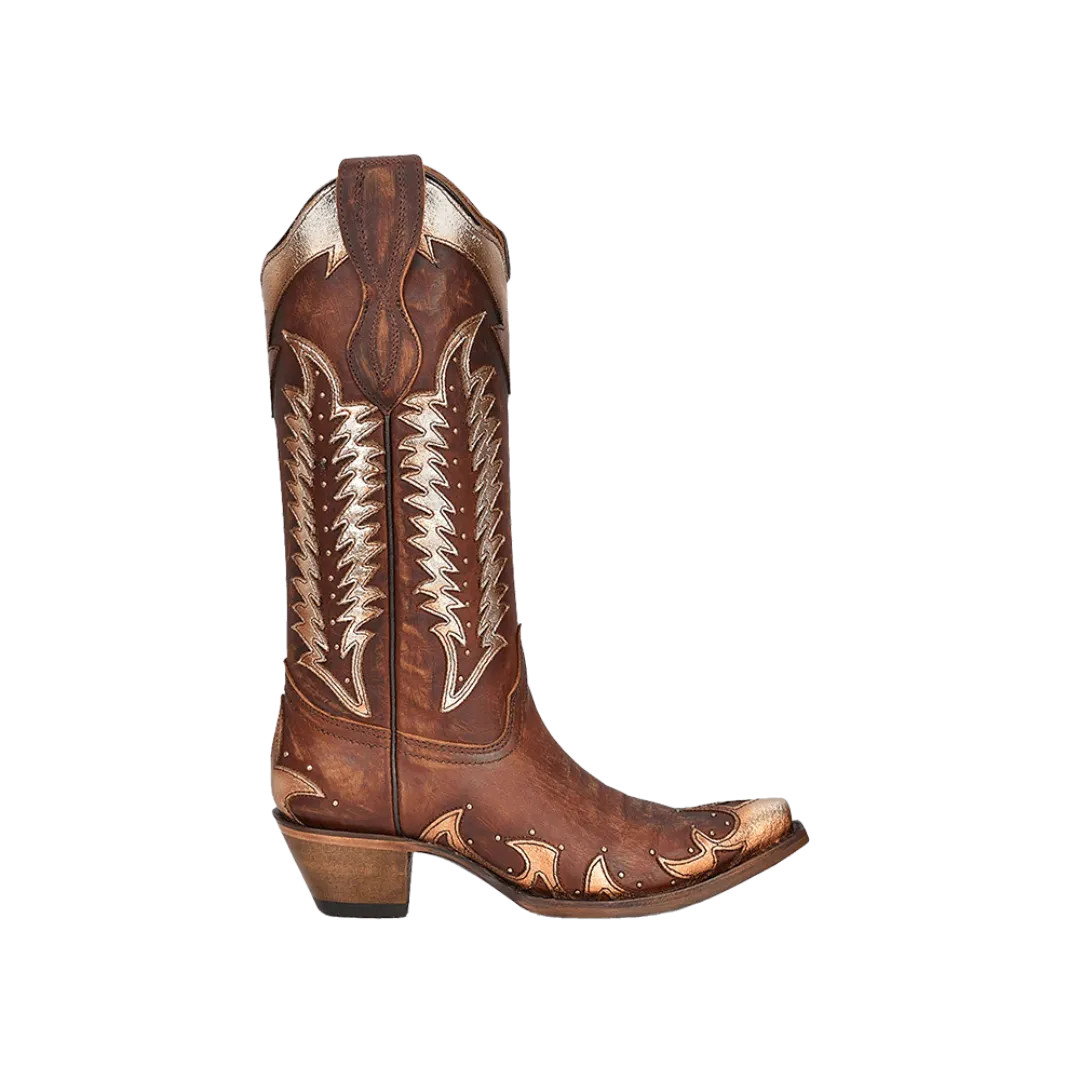 Corral Boots Women's Circle G Cognac Studded Overlay Boots