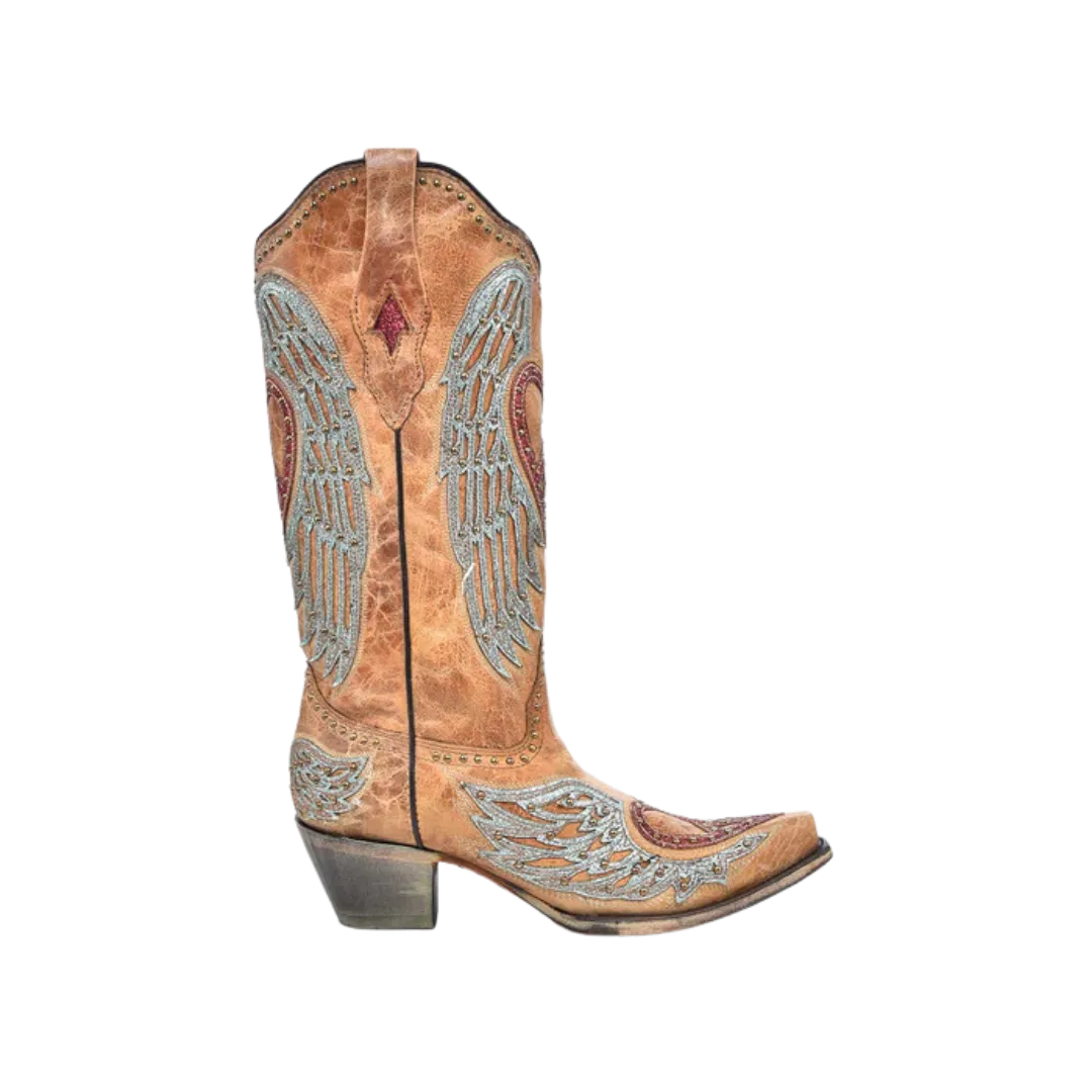 Corral Boots Women's Sand Heart Wings Overlay Boots