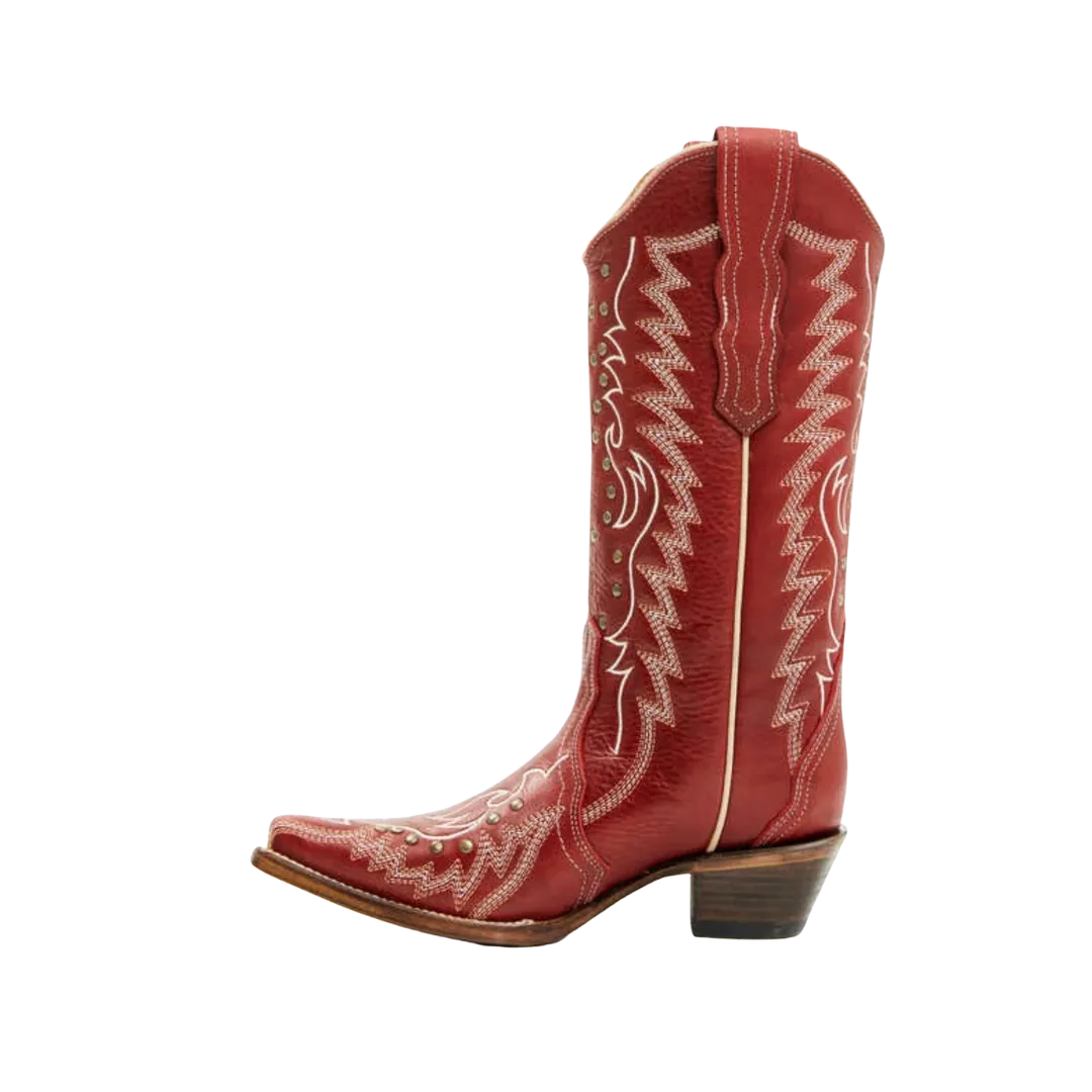 Corral Women's Western Circle G Embroidery Studs Red Boots