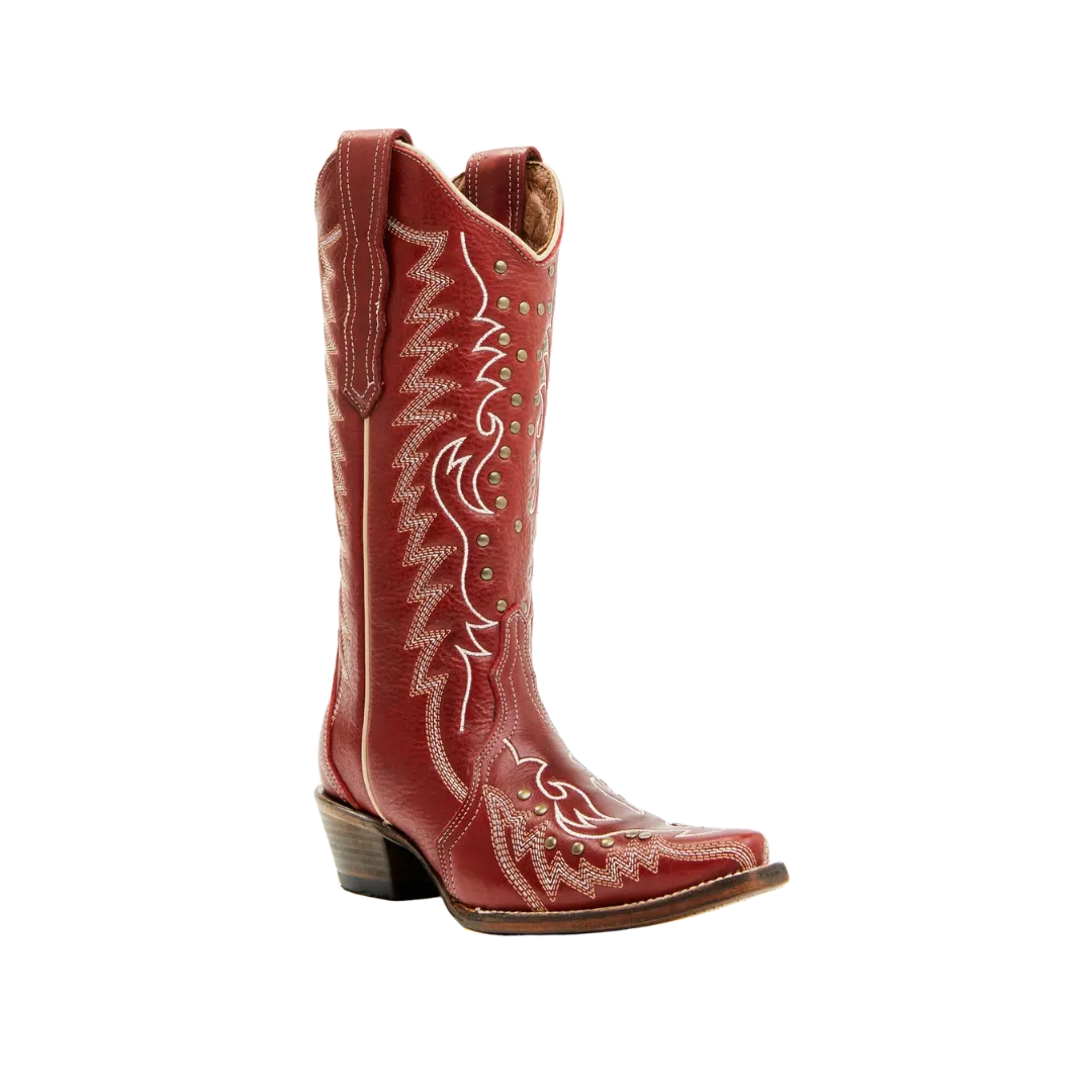 Corral Women's Western Circle G Embroidery Studs Red Boots