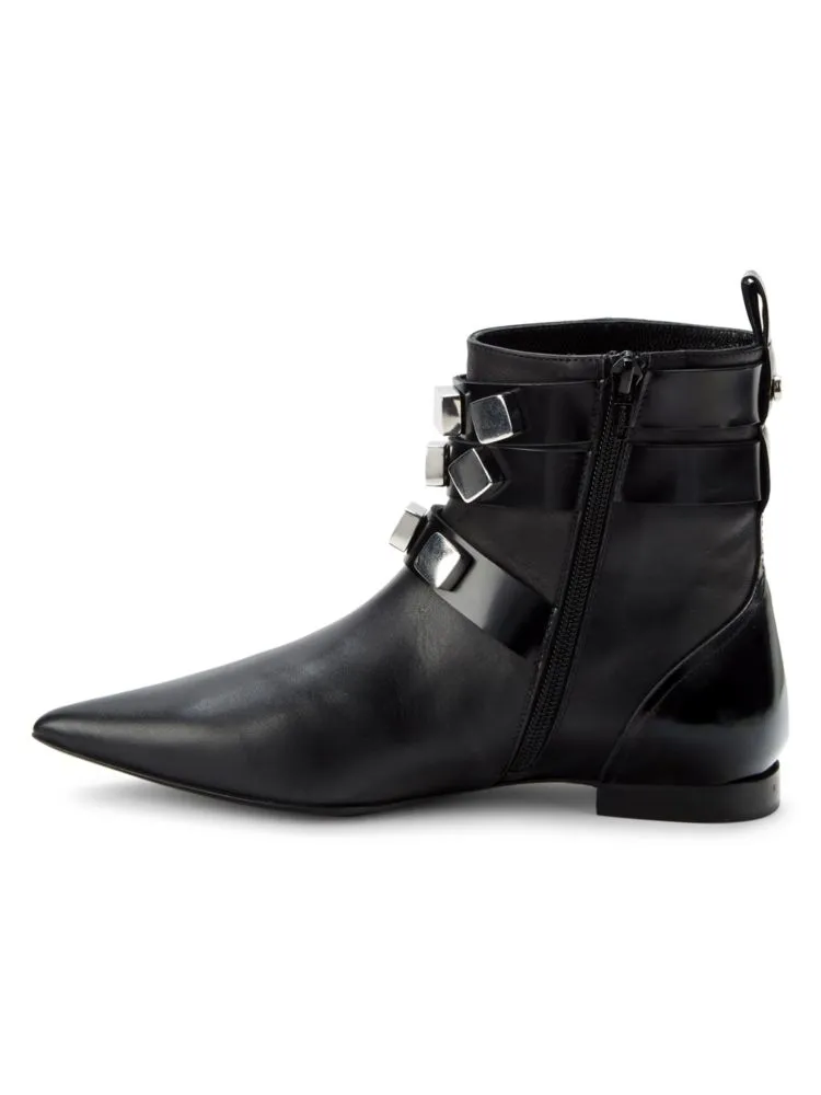 Costume National Studded Leather Ankle Boots, Black