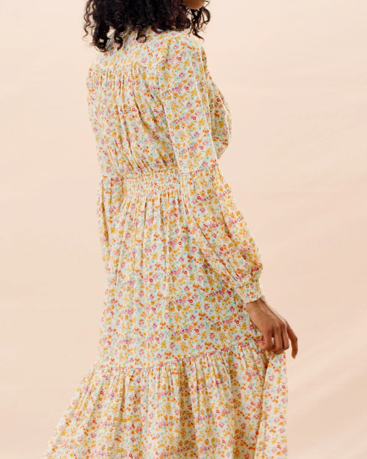 Cotton Slub Midi Dress - Flower Garden