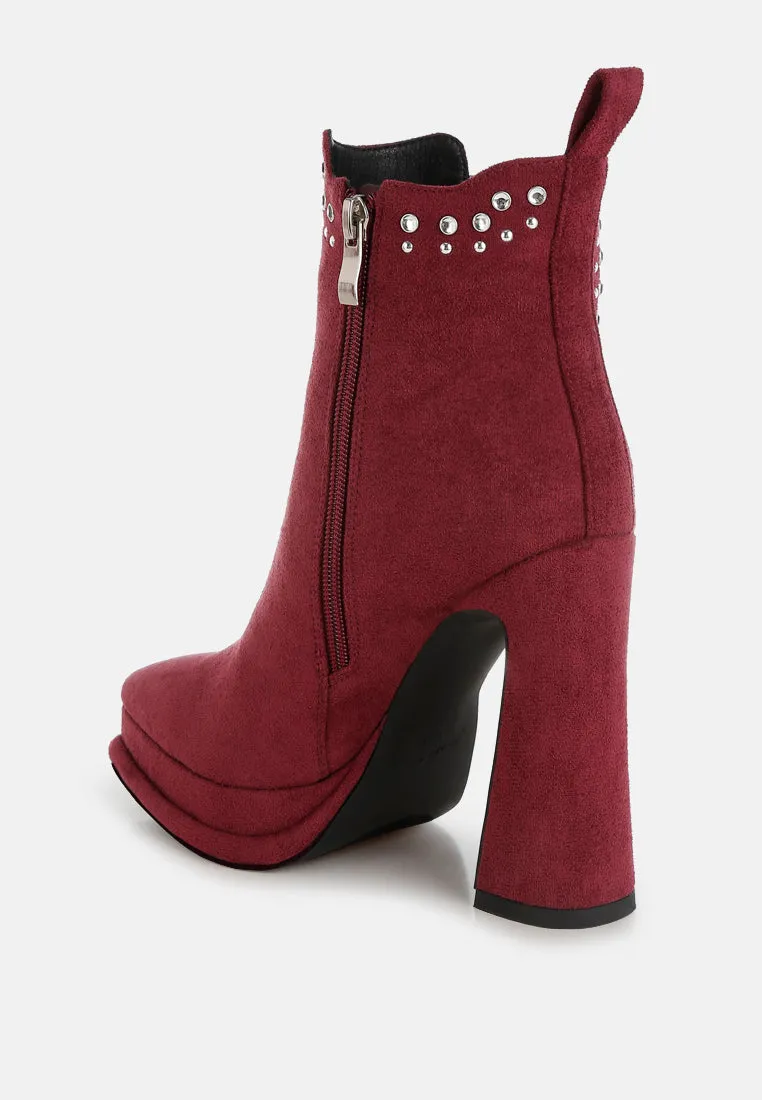 Dalton Studs Embellished High Ankle Boots