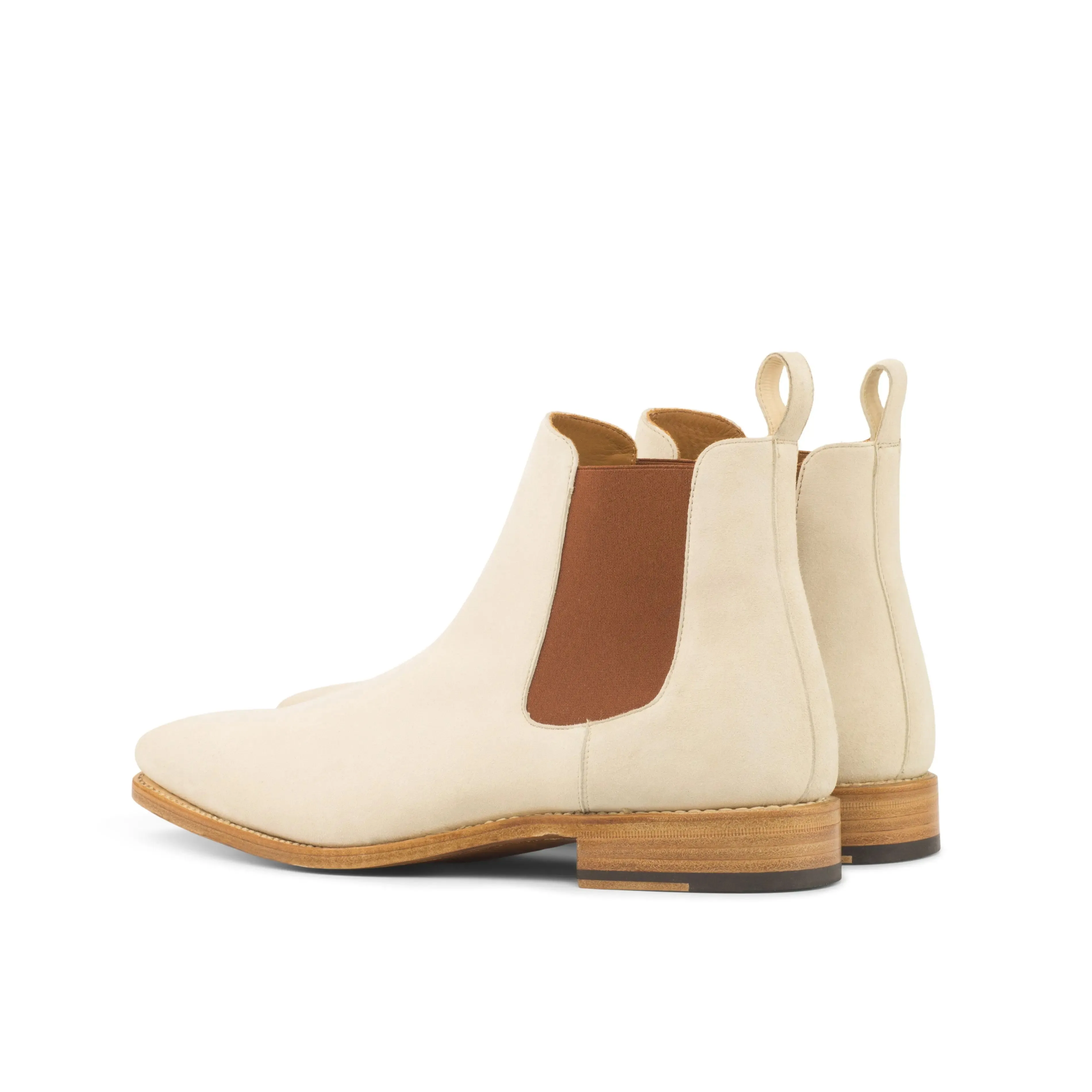 DapperFam Monza in Ivory Men's Italian Suede Chelsea Boot