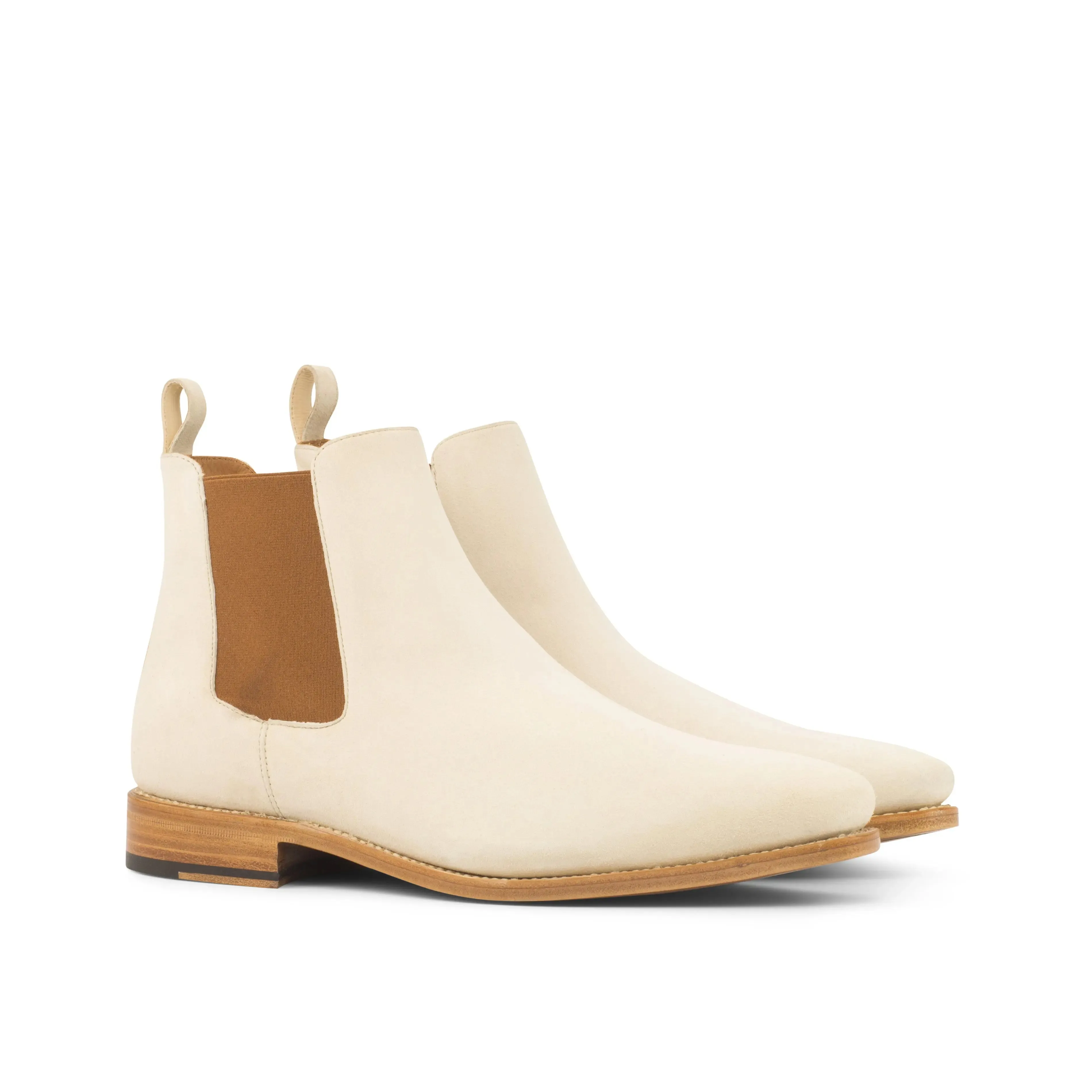 DapperFam Monza in Ivory Men's Italian Suede Chelsea Boot