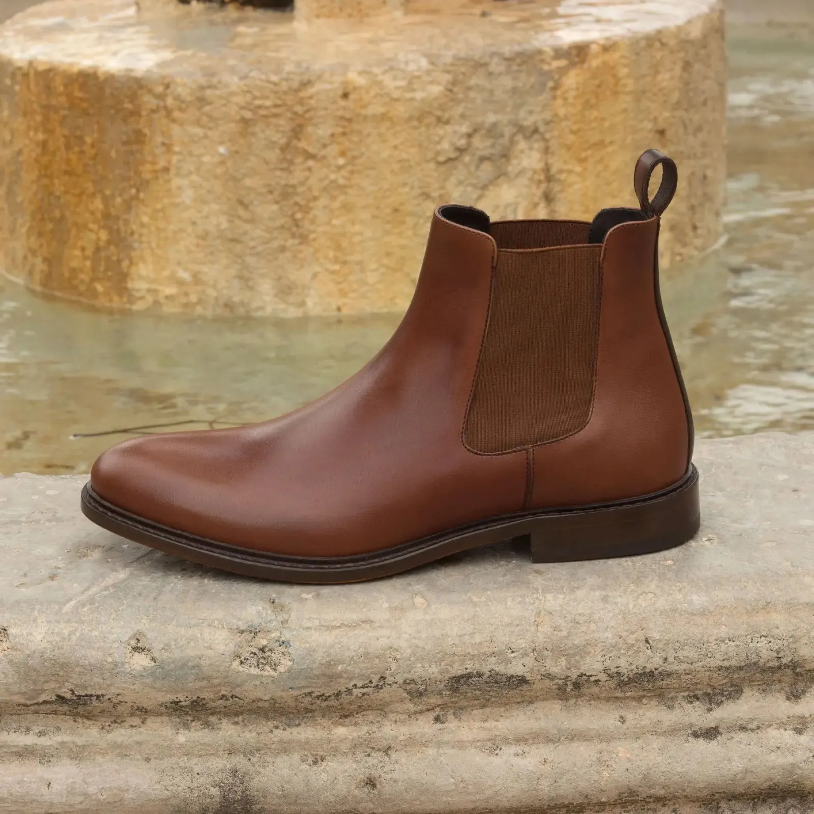 DapperFam Monza in Med Brown / Dark Brown Men's Italian Leather Chelsea Boot