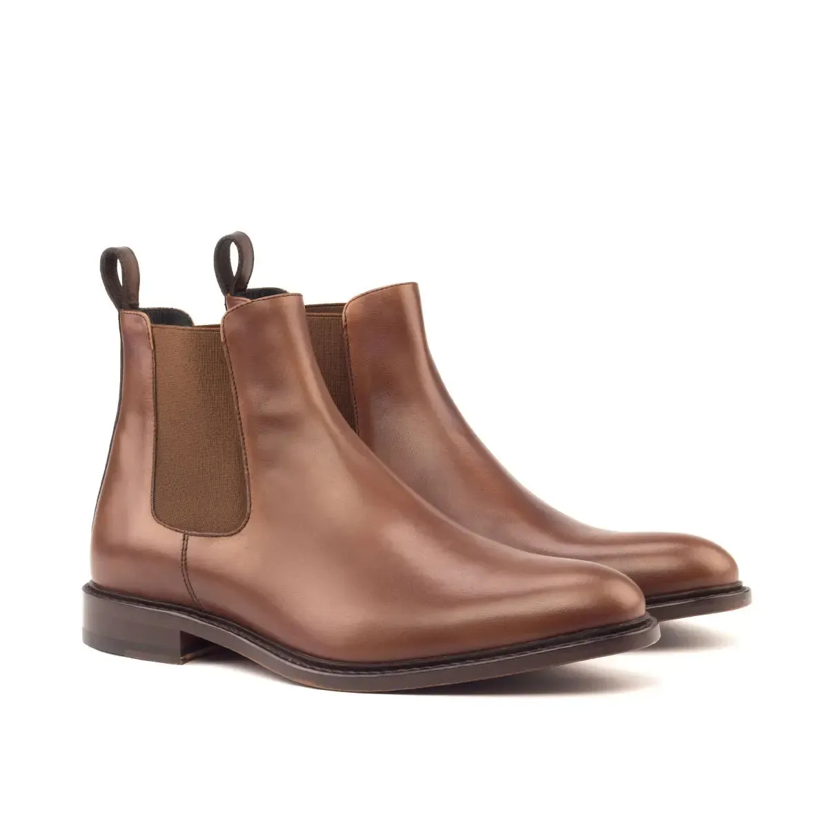 DapperFam Monza in Med Brown / Dark Brown Men's Italian Leather Chelsea Boot