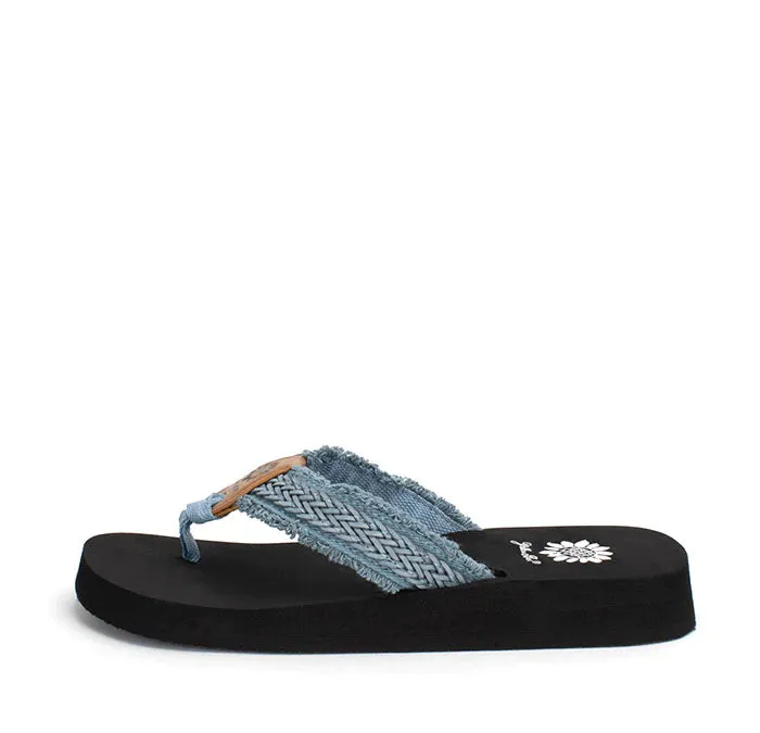 Denim Blue Woven and Frayed Flip Flop | Yellow Box Fianni Denim