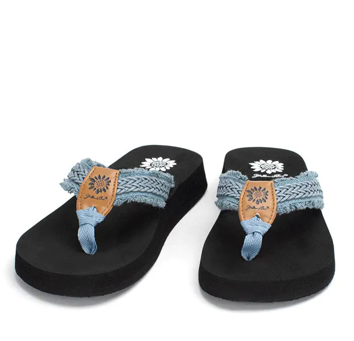 Denim Blue Woven and Frayed Flip Flop | Yellow Box Fianni Denim