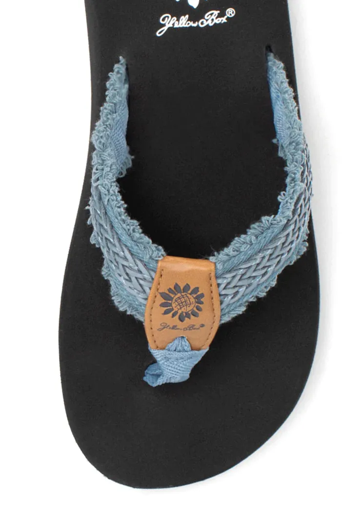 Denim Blue Woven and Frayed Flip Flop | Yellow Box Fianni Denim