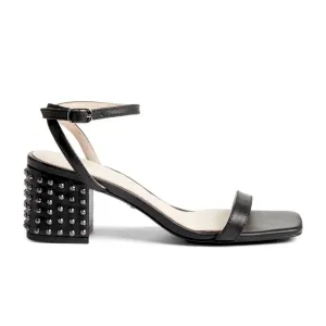 Diana Block Sandal in Black Leather