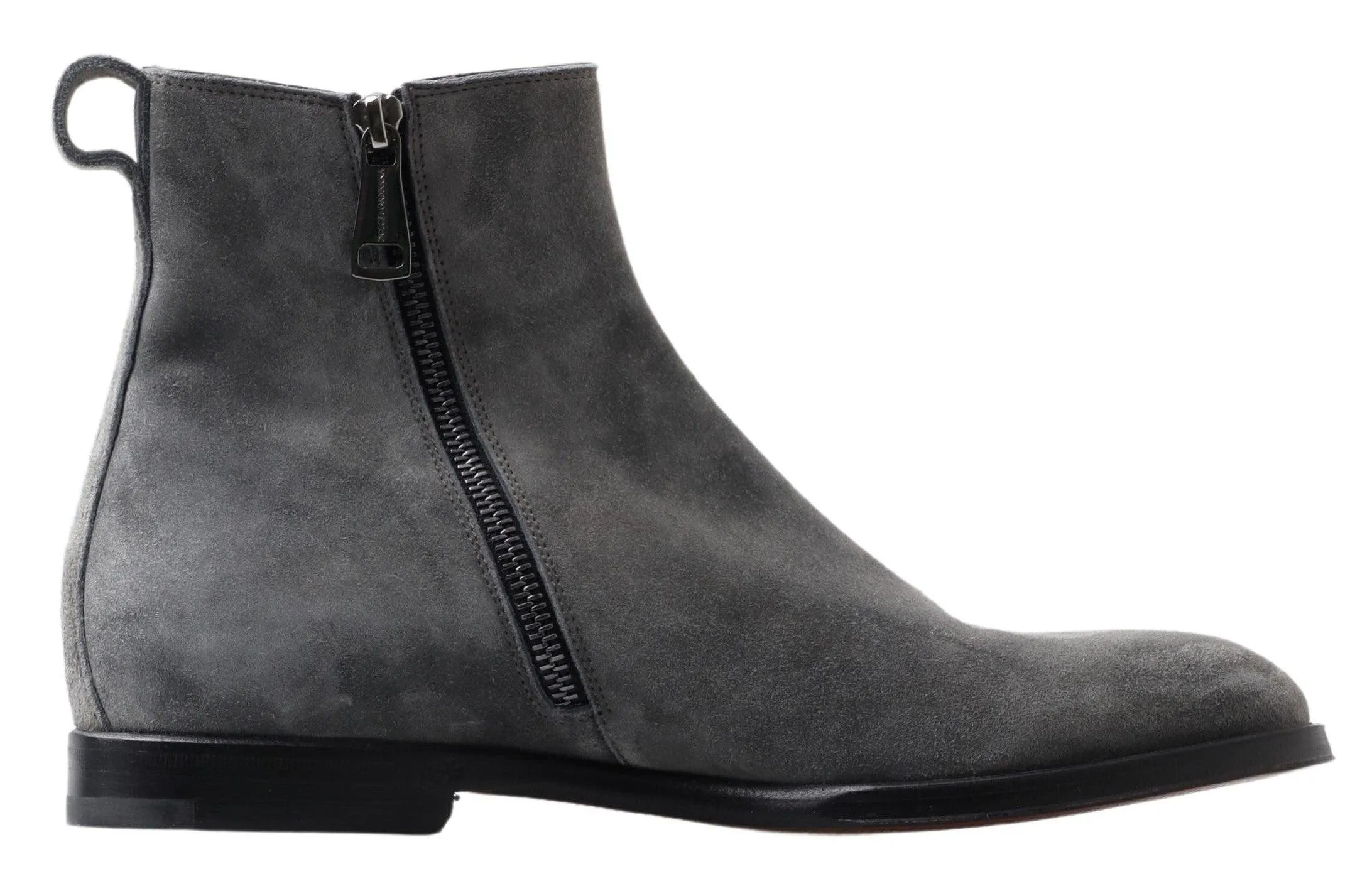 Dolce & Gabbana Gray Leather Men Ankle Boots Shoes