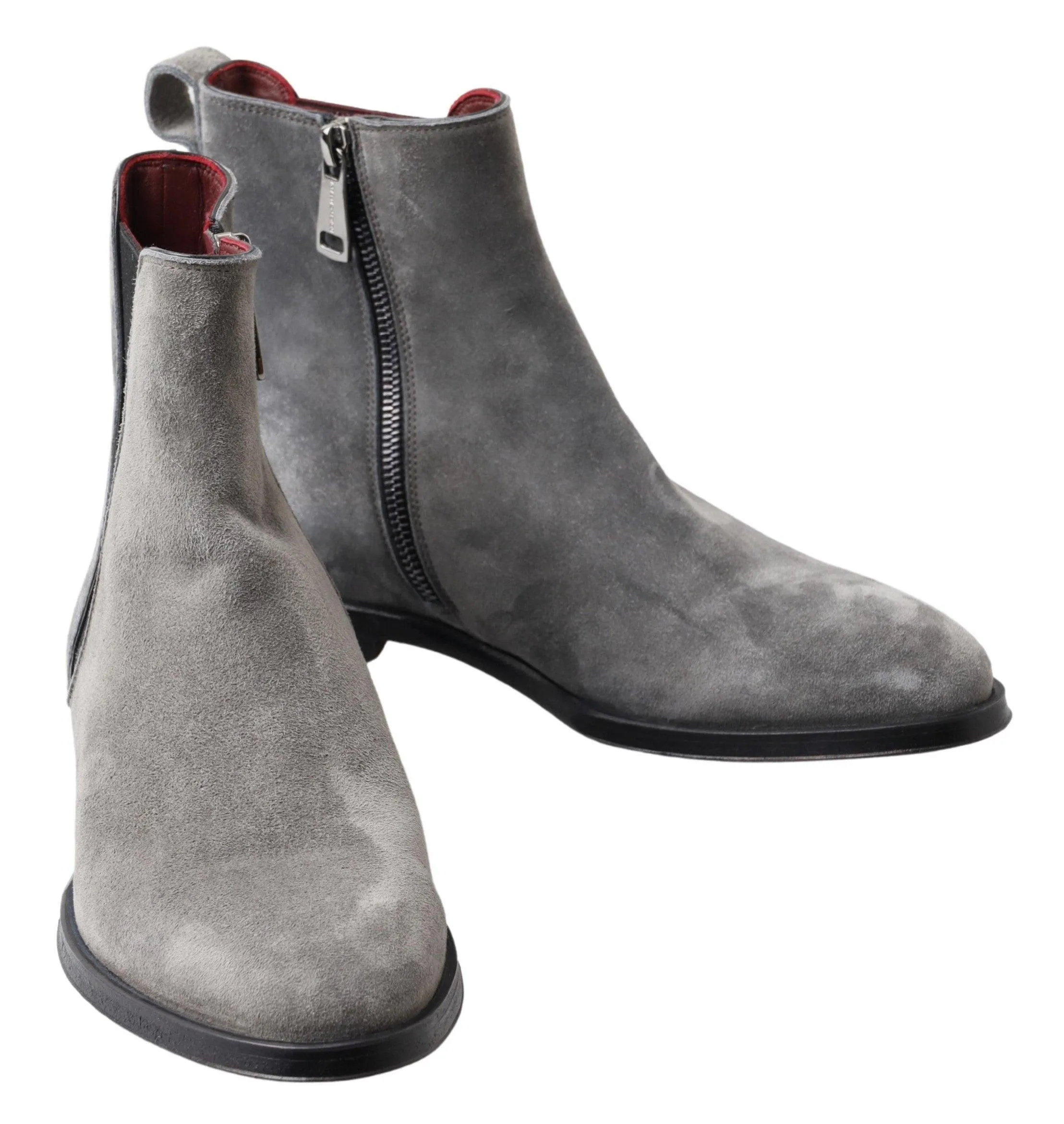 Dolce & Gabbana Gray Leather Men Ankle Boots Shoes