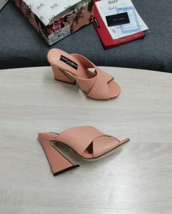 DolGa Satin Mules With Geometric Heel Pink For Women DG Shoes