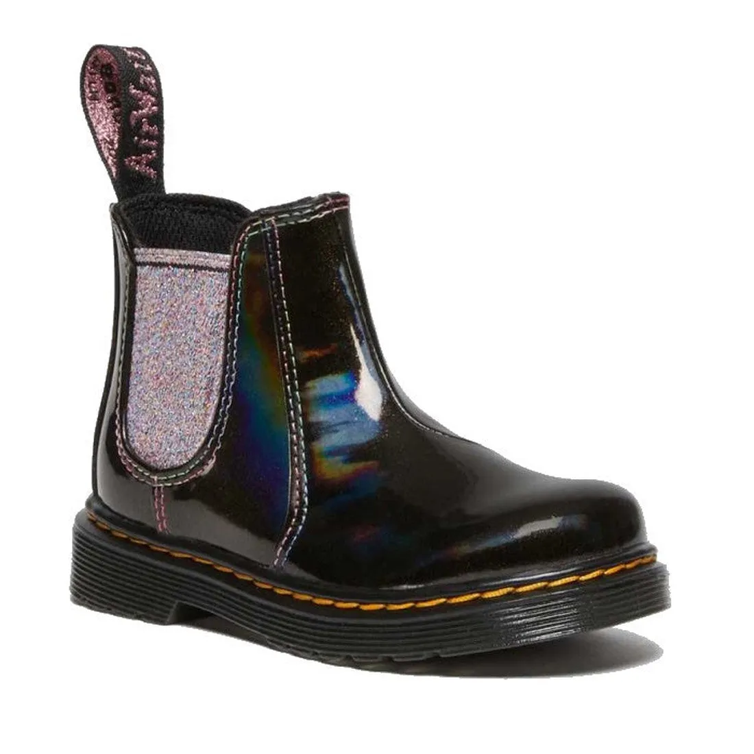 Dr Martens Kids Toddlers 2976 T Chelsea Boot Black Lightshow Sparkle Rays