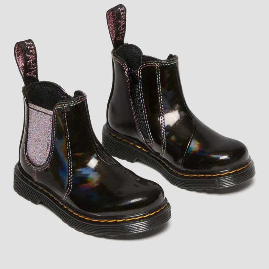 Dr Martens Kids Toddlers 2976 T Chelsea Boot Black Lightshow Sparkle Rays