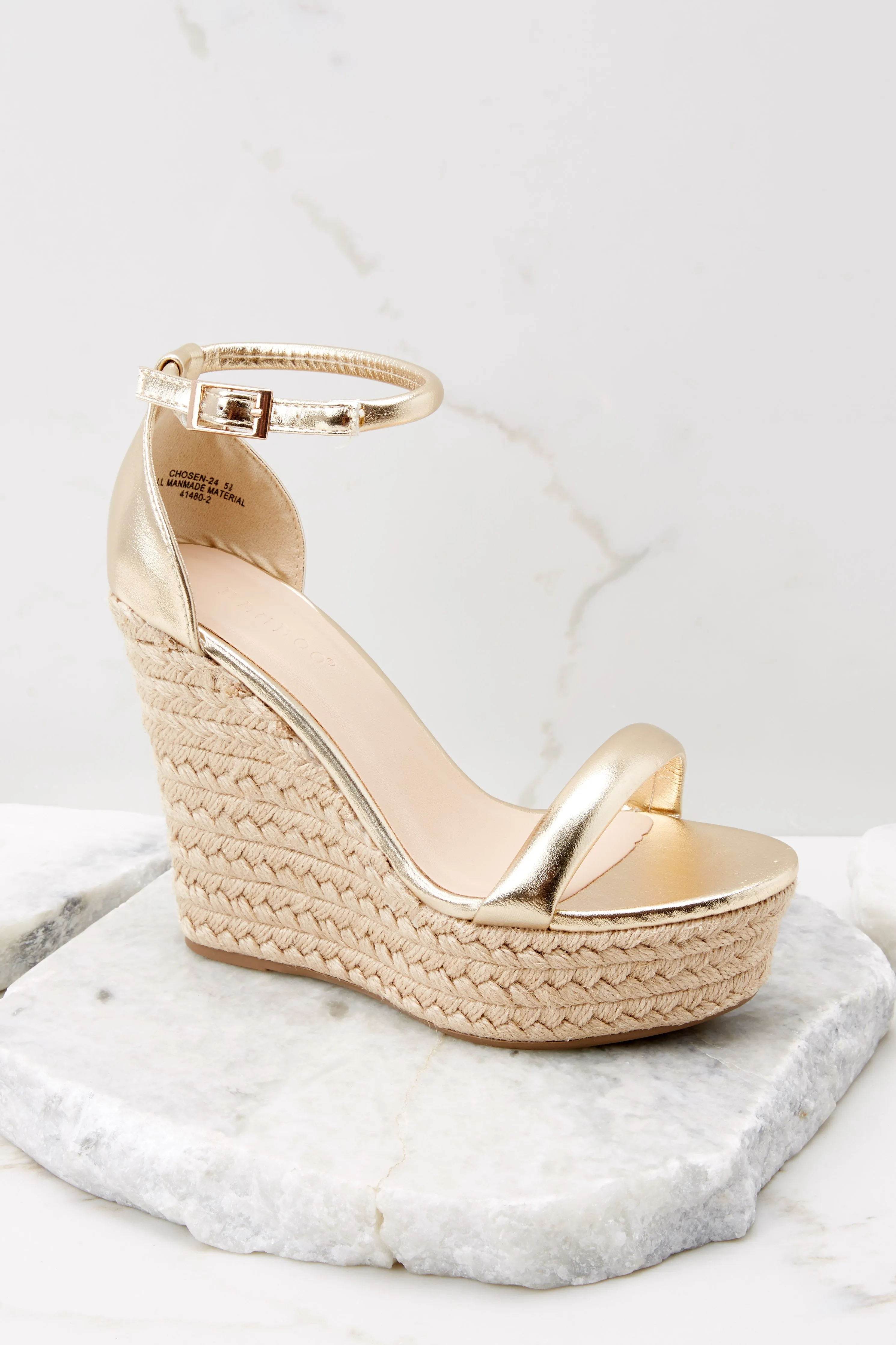 Evening Essential Gold Wedge Sandals