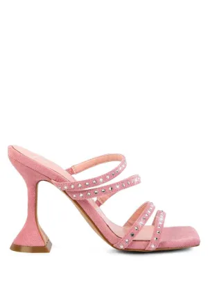 face me studded spool heel multi strap sandals