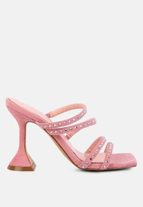 face me studded spool heel multi strap sandals