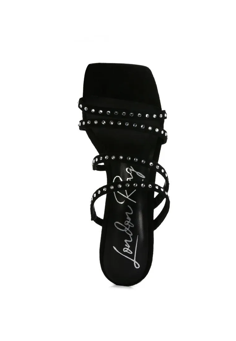 face me studded spool heel multi strap sandals