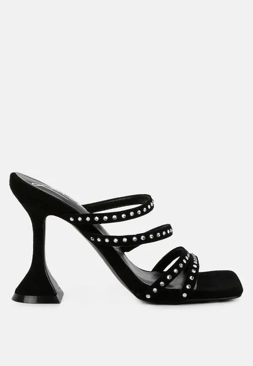 face me studded spool heel multi strap sandals