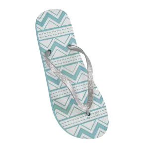 FLOSO Ladies/Womens Aztec Print Flip Flops With Glitter Straps