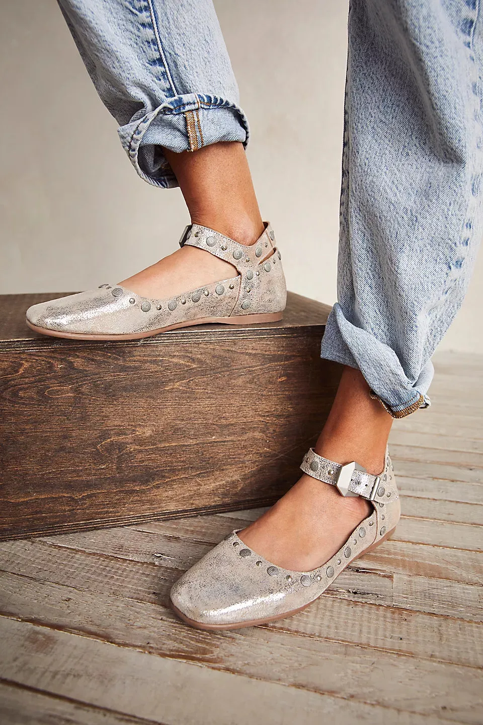 Free People Mystic Mary Jane Flats- Champagne