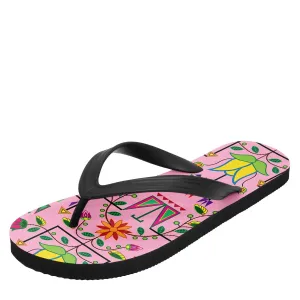 Geometric Floral Summer Sunset Flip Flops