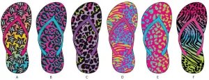 girls basic animal printed flip flops Case of 72