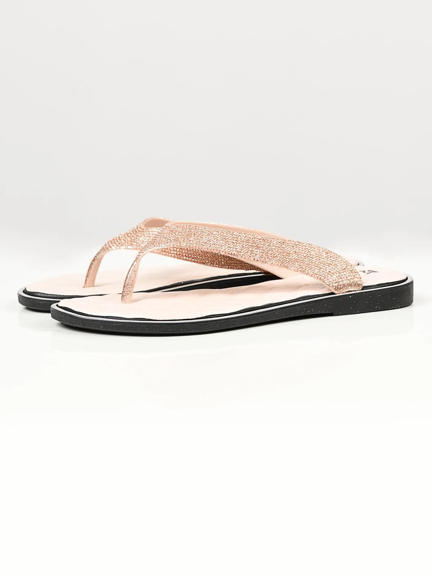 Glittery Flip Flops - Beige