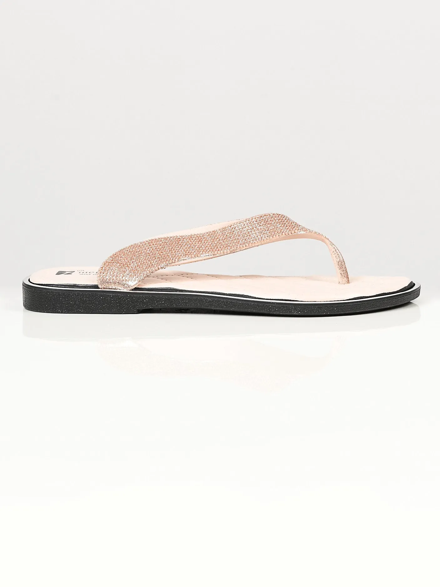 Glittery Flip Flops - Beige