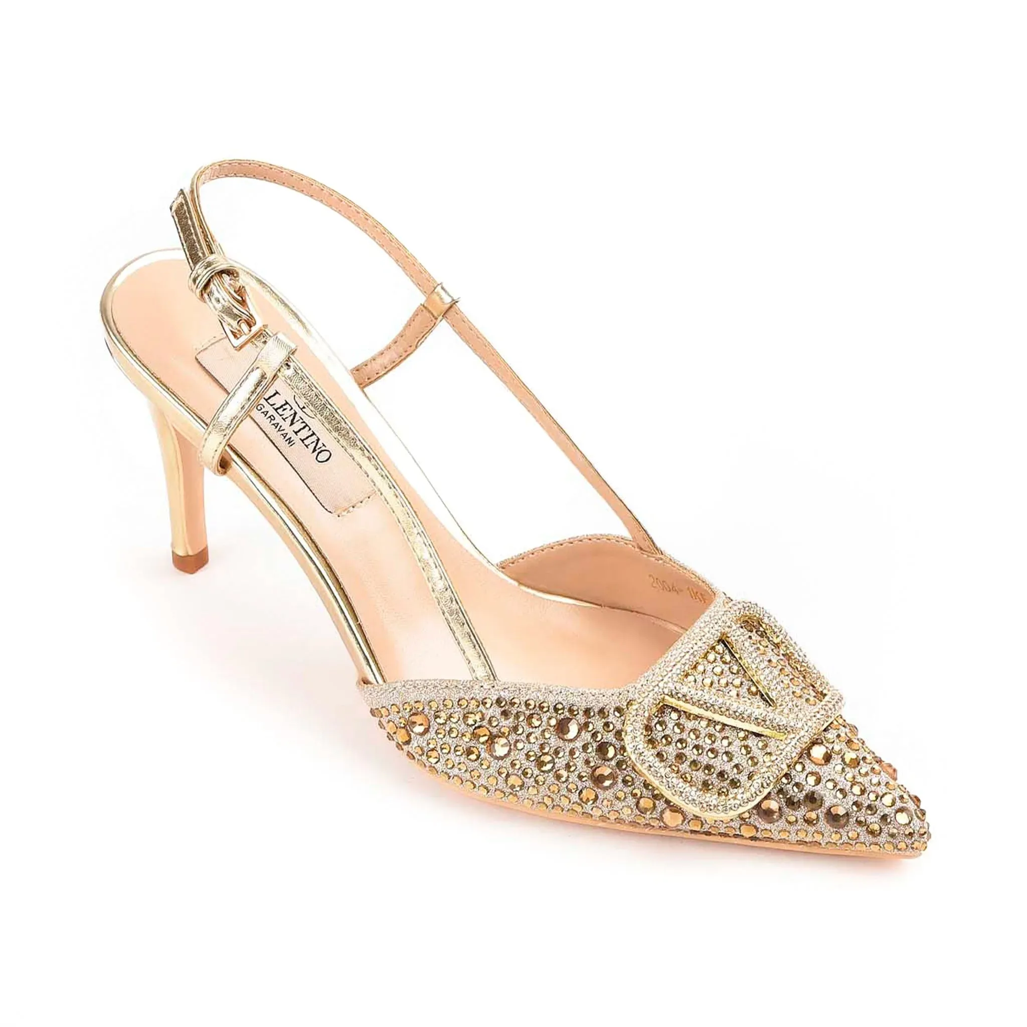 Gold Studded Slingback Heels | 479M-X