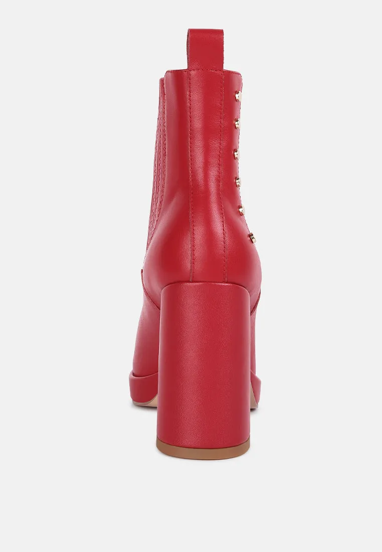 Grape Vine High Heeled Leather Boot