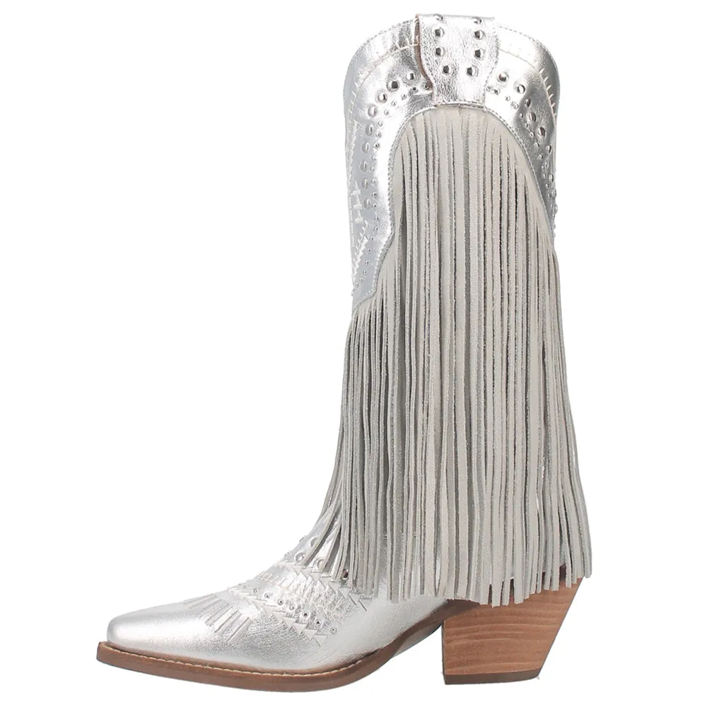 Gypsy Embroidery Studded Fringe Metallic Snip Toe Cowboy Boots