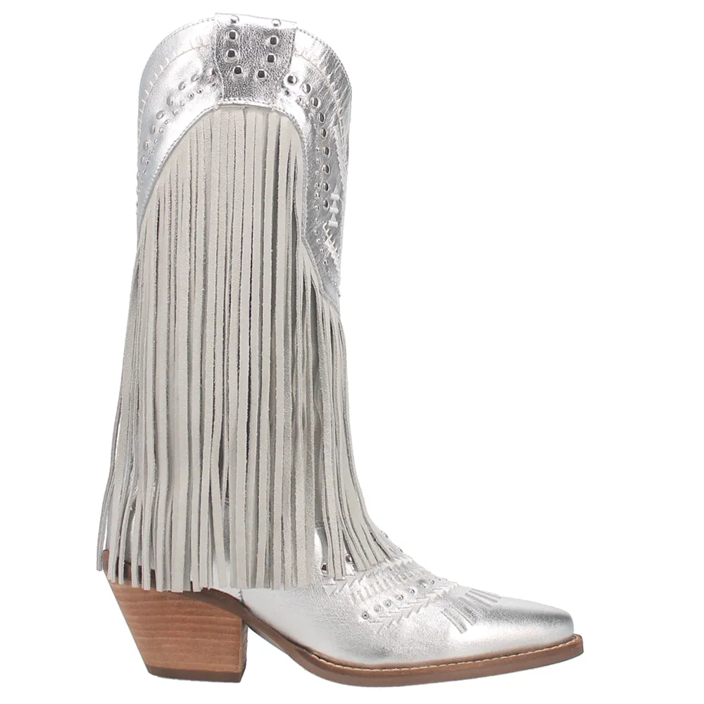 Gypsy Embroidery Studded Fringe Metallic Snip Toe Cowboy Boots