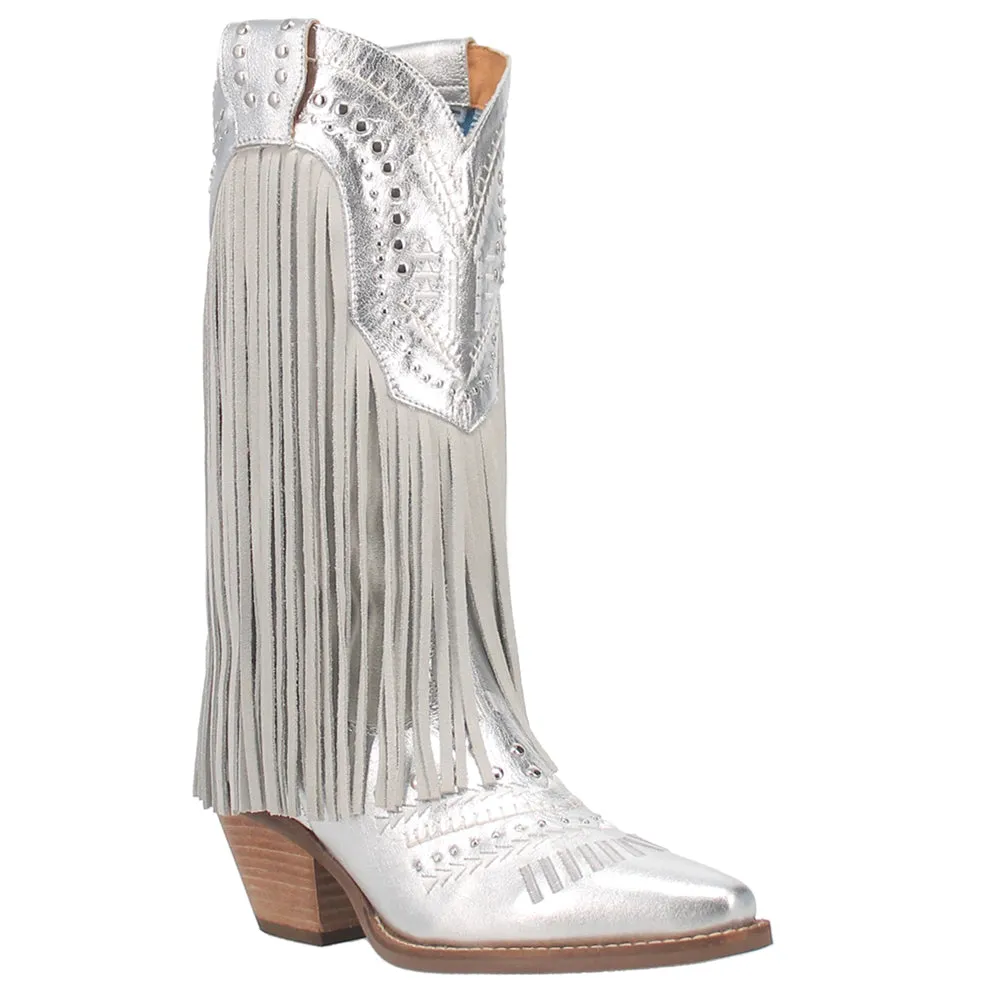 Gypsy Embroidery Studded Fringe Metallic Snip Toe Cowboy Boots