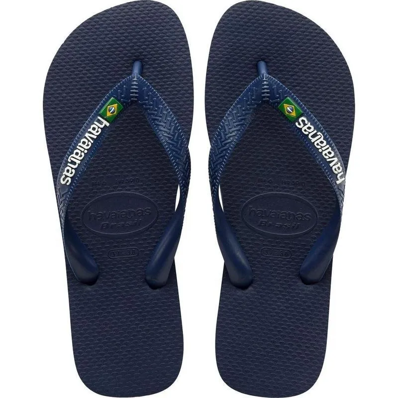 Havaianas Men's Brasil Logo Flip Flops - Navy