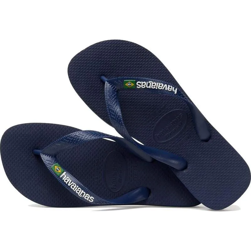 Havaianas Men's Brasil Logo Flip Flops - Navy