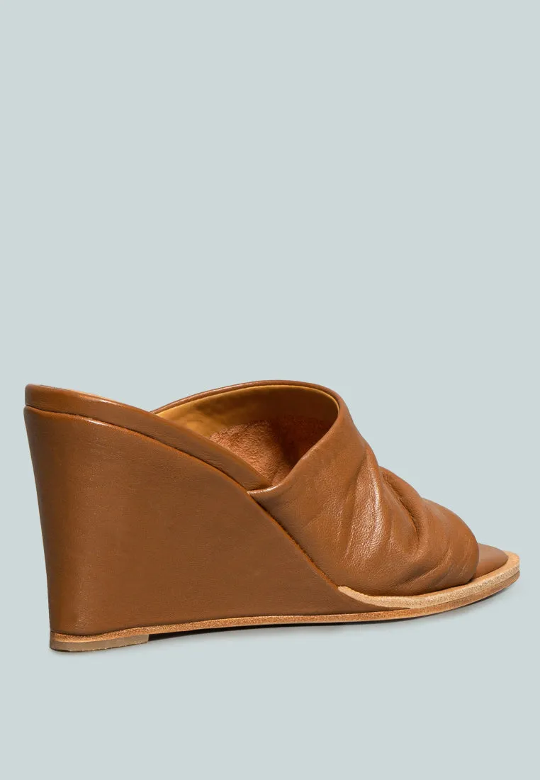 HEPBURN Tan Sliders Wedge Sandals