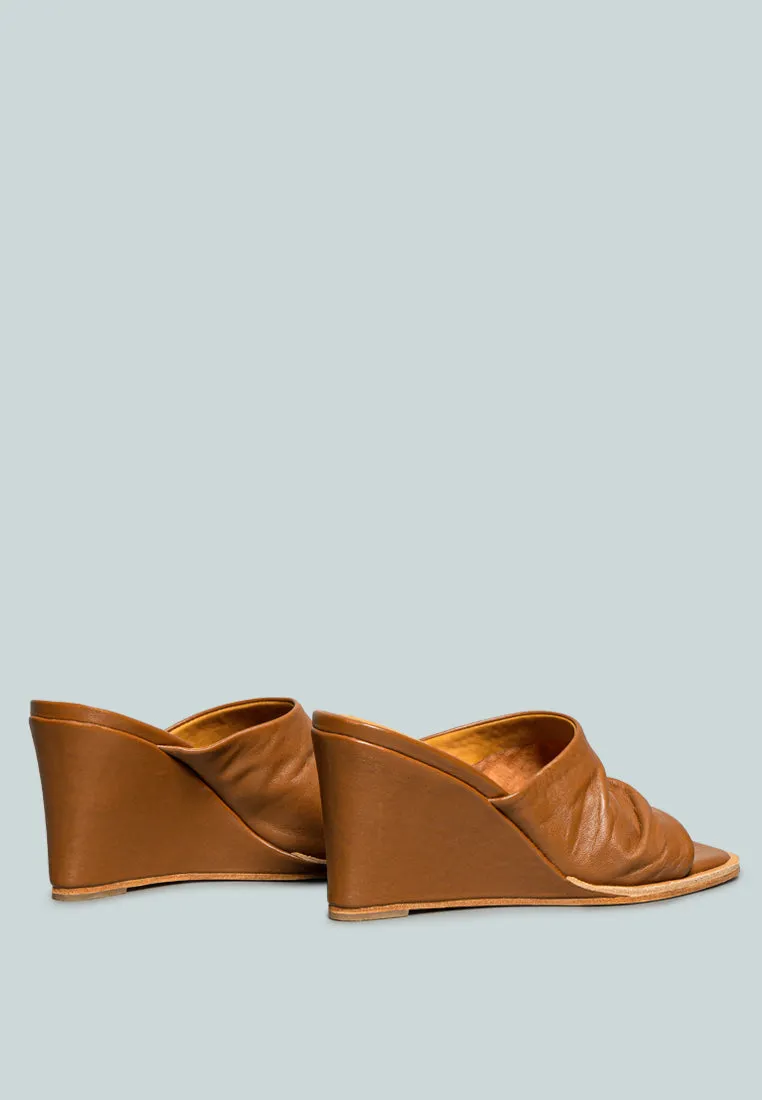 HEPBURN Tan Sliders Wedge Sandals